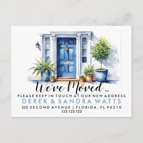 Blue front door Change of address moved house Announcement Postcard