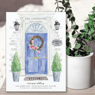 Blue Front Door Moving Announcement Postcard