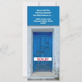BLUE FRONT DOOR/SOLD SIGN Flat Greeting Card