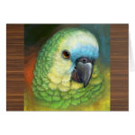 Blue Fronted Amazon Parrot Realistic Painting Greeting Card