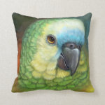 Blue Fronted Amazon Parrot Realistic Painting Pillow
