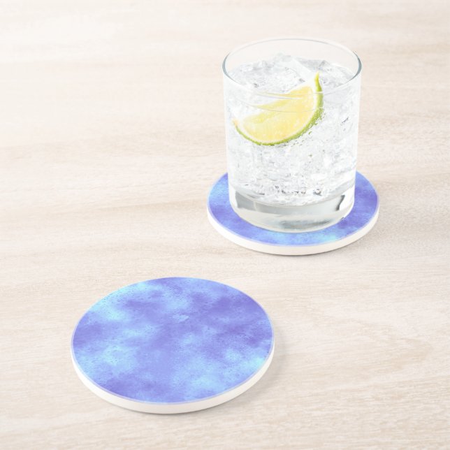 Blue Frost Cloud Effect Sandstone Coaster (Side)