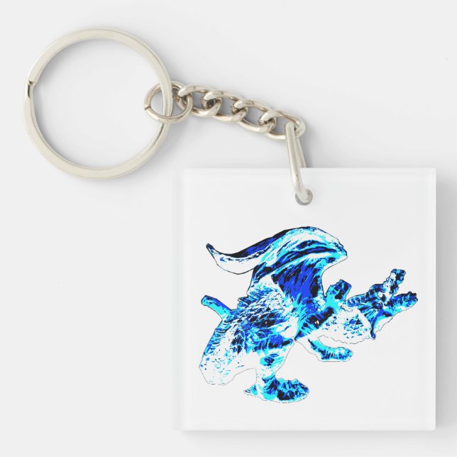 Blue Frost Dragon Keychain (Front)