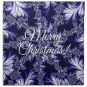 Blue Frost Pattern. «Merry Christmas!» Cloth Napkin