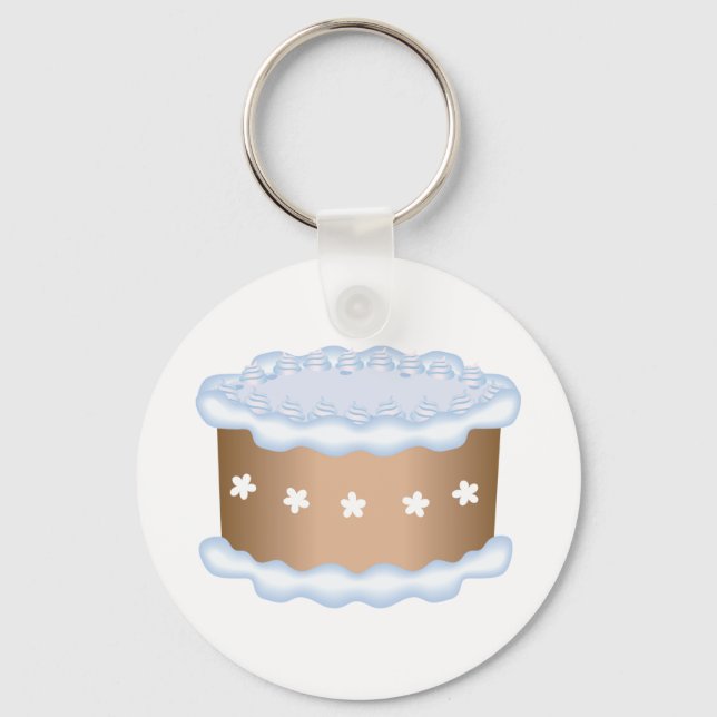 Blue Frosted Cake Bakery Dessert Keychain (Front)