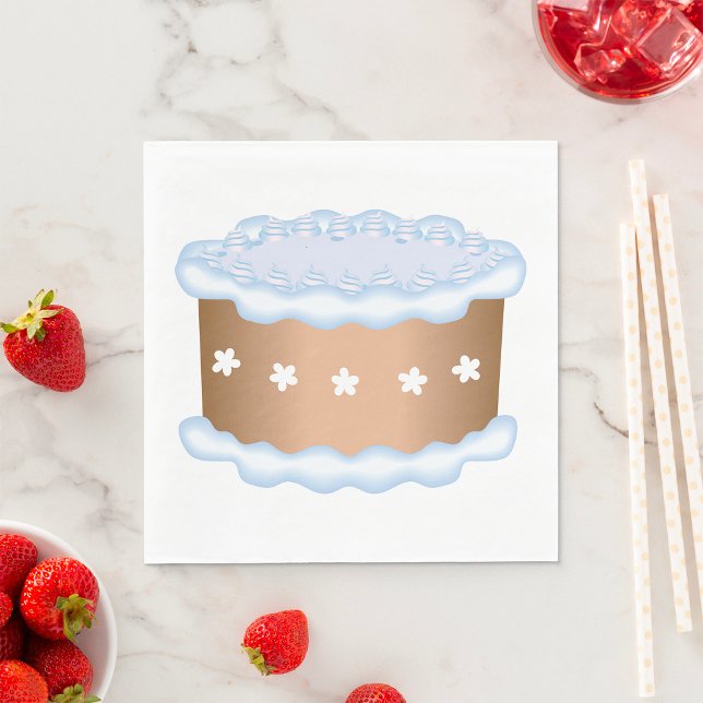 Blue Frosted Cake Bakery Dessert Napkins (Creator Uploaded)