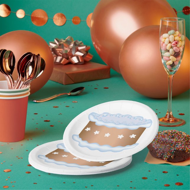 Blue Frosted Cake Bakery Dessert Paper Plates (Creator Uploaded)