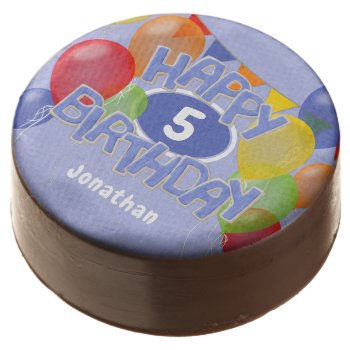 Blue Frosted Cutout Letters Spell Happy Birthday Chocolate Covered Oreo by katz_d_zynes at Zazzle