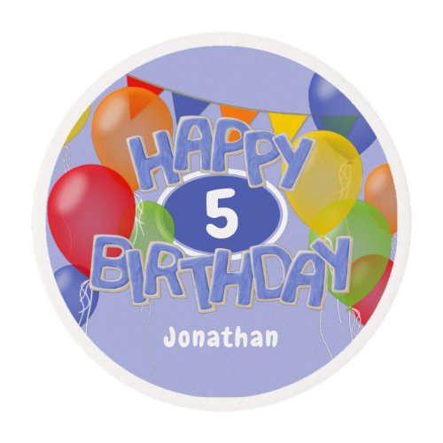 blue frosted cutouts happy birthday w balloons edible frosting rounds