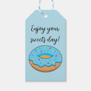 Blue Frosted Donut Sprinkles Cartoon   Add Text Gift Tags