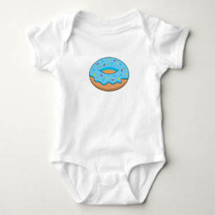 Blue Frosted Donut with Sprinkles Cartoon Baby Bodysuit