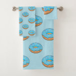 Blue Frosted Donut with Sprinkles Cartoon Bath Towel Set