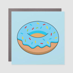 Blue Frosted Donut with Sprinkles Cartoon Car Magnet