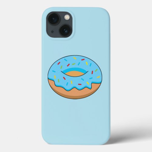 Blue Frosted Donut with Sprinkles Cartoon iPhone 13 Case