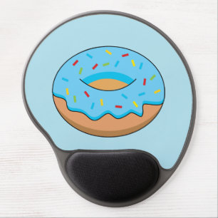 Blue Frosted Donut with Sprinkles Cartoon Gel Mouse Pad