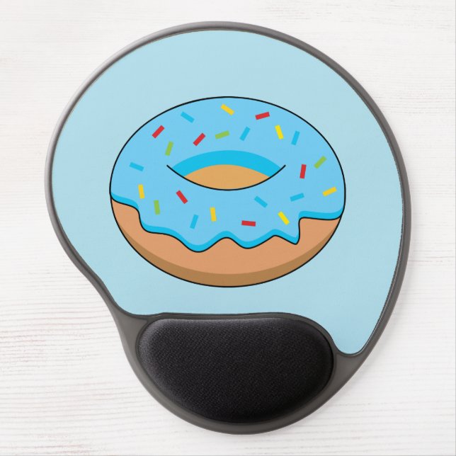 Blue Frosted Donut with Sprinkles Cartoon Gel Mouse Pad (Front)