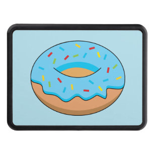 Blue Frosted Donut with Sprinkles Cartoon Hitch Cover