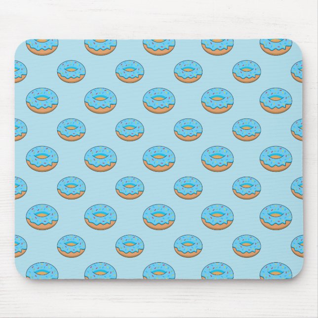 Blue Frosted Donut with Sprinkles Cartoon Mouse Pad (Front)