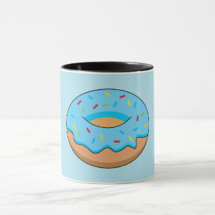 Blue Frosted Donut with Sprinkles Cartoon Mug