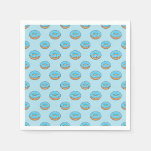 Blue Frosted Donut with Sprinkles Cartoon Napkins