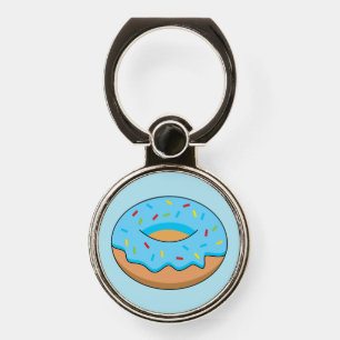 Blue Frosted Donut with Sprinkles Cartoon Phone Ring Stand