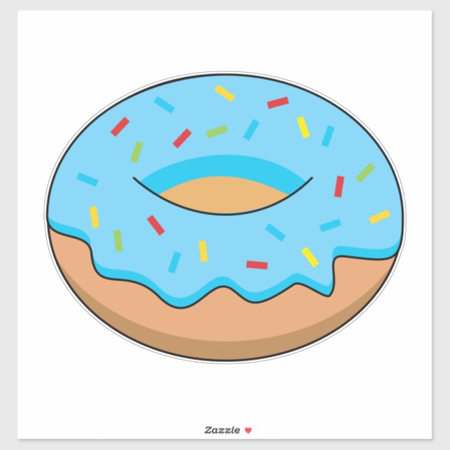 Blue Frosted Donut with Sprinkles Cartoon Sticker (Sheet)