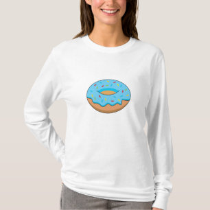 Blue Frosted Donut with Sprinkles Cartoon T-Shirt