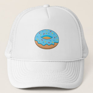 Blue Frosted Donut with Sprinkles Cartoon Trucker Hat