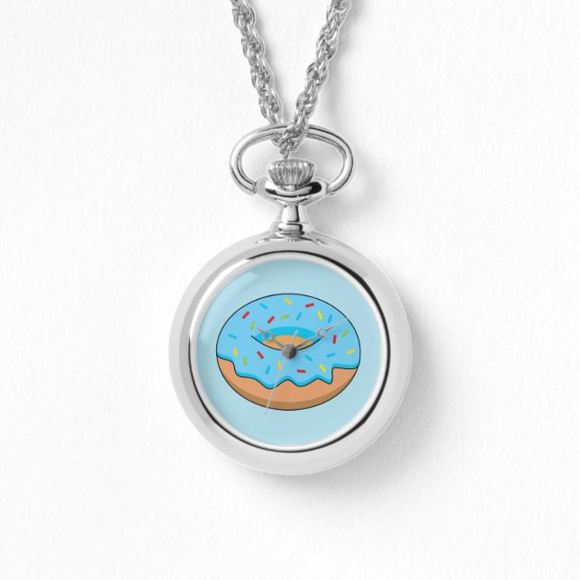Blue Frosted Donut with Sprinkles Cartoon Watch (Front)