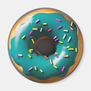 Blue Frosted Donut with Sprinkles Magnet