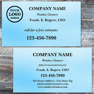 Blue Frosted Glass Window Cleaner Business Card