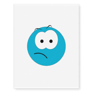 Blue Frowning Emoticon Temporary Tattoos