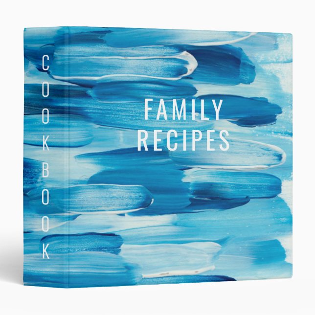 Blue frozen brushstroke line. Navy winter nautical 3 Ring Binder (Front/Spine)