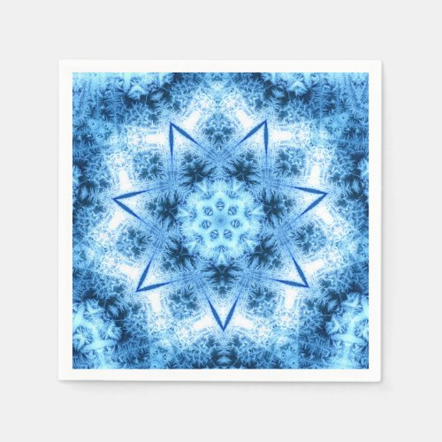 Blue Frozen Ice Crystals Napkins