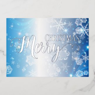 Blue Frozen Winter Wonderland Merry Christmas