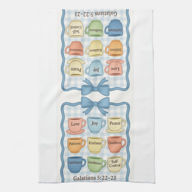 Blue fruit of the Spirit Kitchen Towel (Vertical)