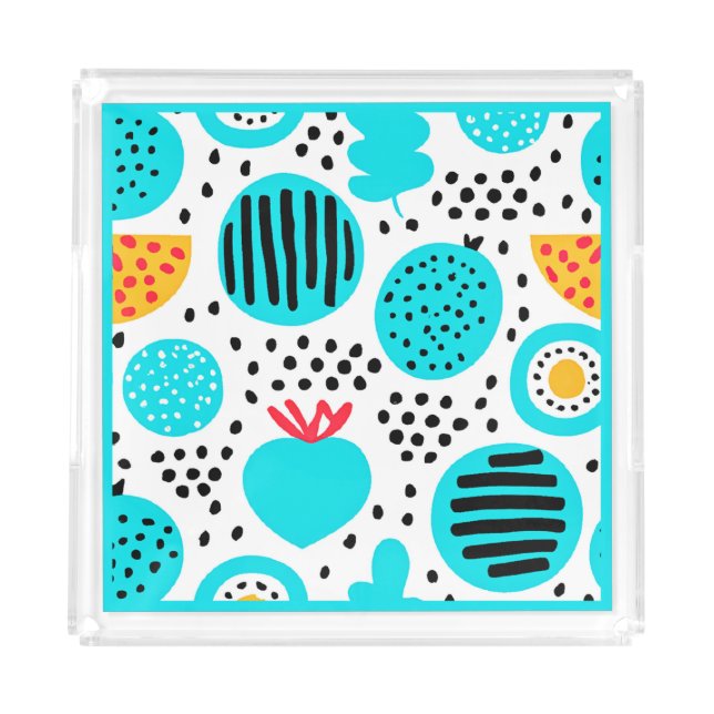 Blue Fruit Patterns Painting Art. Buy Now Acrylic Tray (Front)