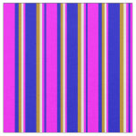 [ Thumbnail: Blue, Fuchsia, Beige, and Dark Goldenrod Lines Fabric ]