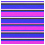[ Thumbnail: Blue, Fuchsia, Lavender, and Black Colored Lines Fabric ]