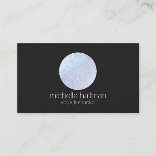 Blue Full Moon Yoga Life Coach Healer Black Business Card