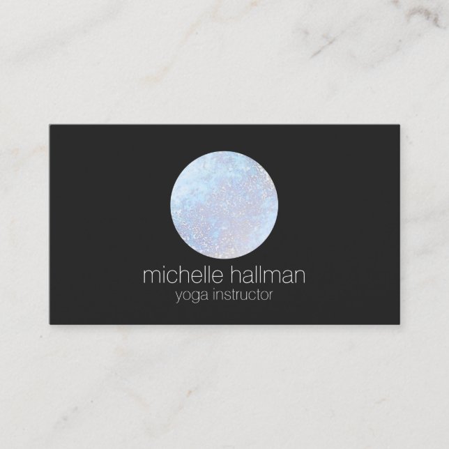 Blue Full Moon Yoga, Life Coach, Healer Black Business Card (Front)