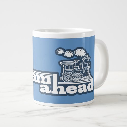 Blue full steam ahead train jumbo speciality mug