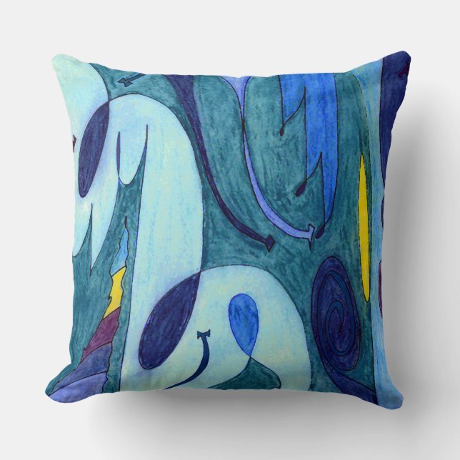 Blue Fumes Throw Pillow (Front)