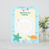 Blue Fun Kids Summer Vacation Plan Worksheet (Standing Front)