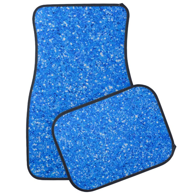 Blue fun sparkle glitter glamour pattern   car floor mat (Set)