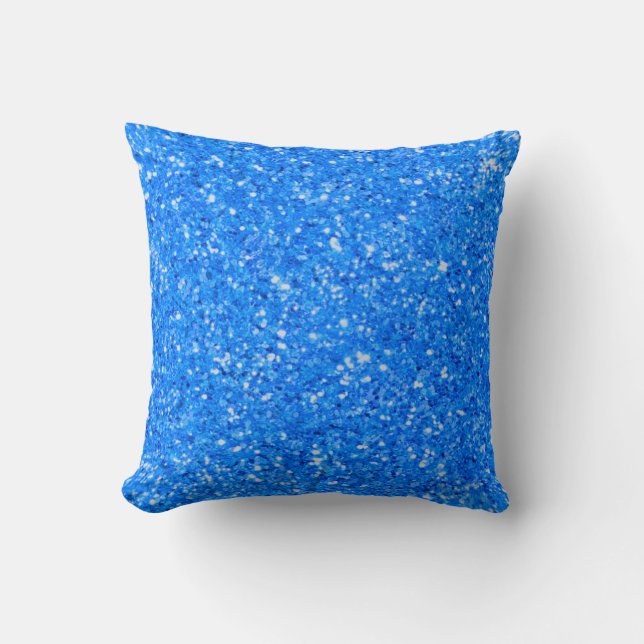 Blue fun sparkle glitter glamour pattern  throw pillow (Front)