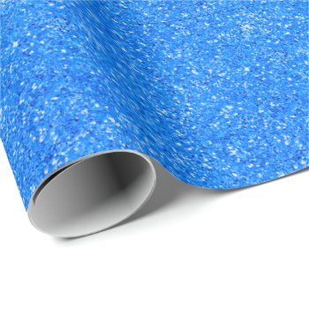 Blue Fun Sparkle Glitter Pattern  Wrapping Paper by Omtastic at Zazzle