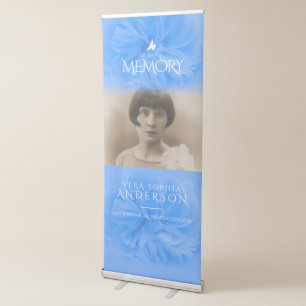 Blue funeral in loving memory rose photo banner