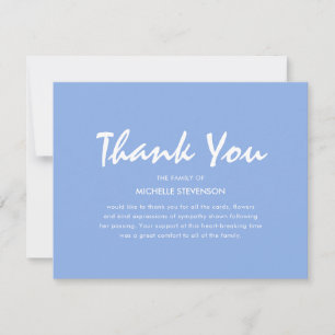 Blue Funeral Thank You Note Card