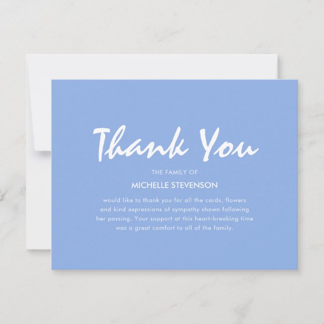 Blue Funeral Thank You Note Card (Front)